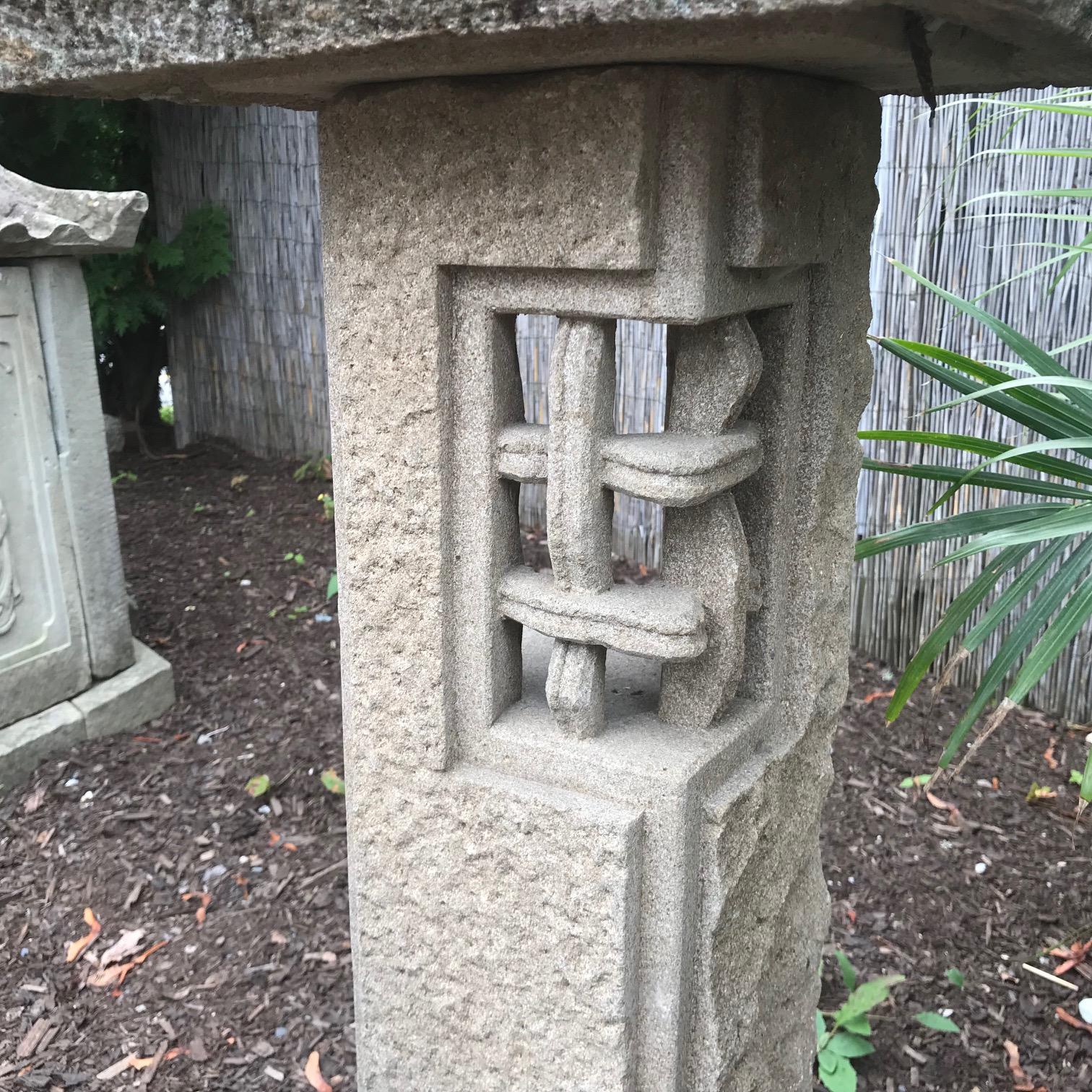 Japanese Japan Unusual Old Minka Post Stone Lantern, One of a Kind