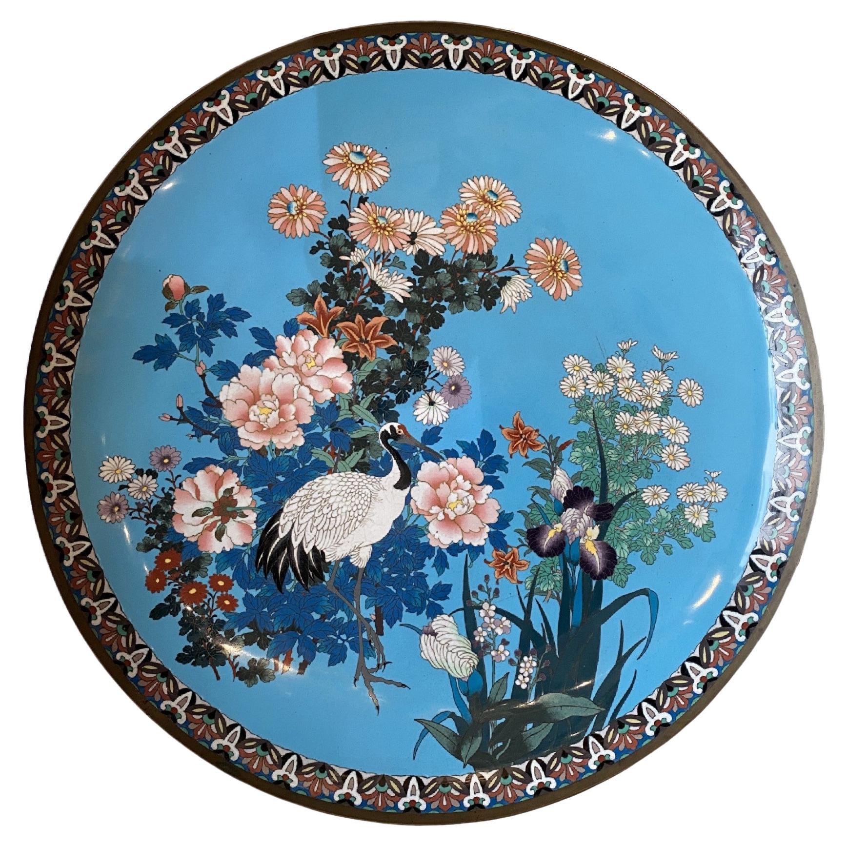 Japan, Very Large Cloisonne Charger, Meiji Period 19th Century For Sale