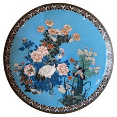 Antique Japan, Very Large Cloisonne Charger, Meiji Period 19th Century