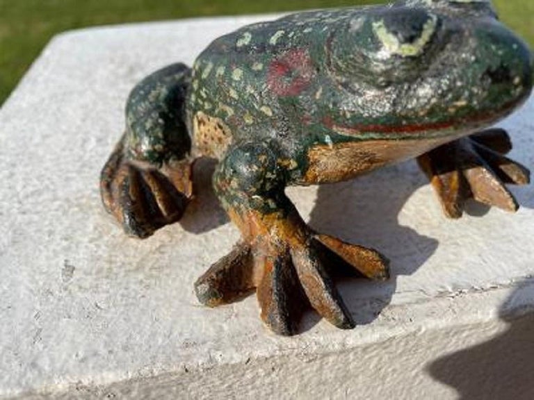 Japan Vintage Hand Cast Hand Painted Frog Toad Kaeru, Original Paint For Sale 3