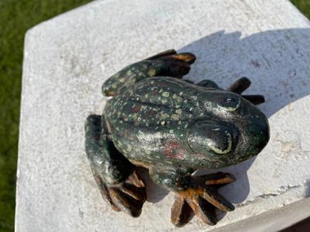 Japan Vintage Hand Cast Hand Painted Frog Toad Kaeru, Original Paint 2