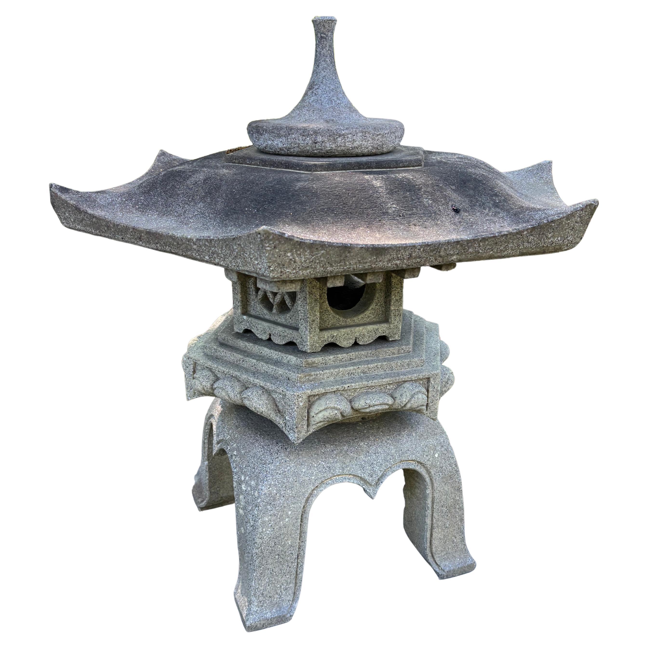 Japon Vintage By Granite Stone Classic Yukimi Lantern With Fine Old Patina
