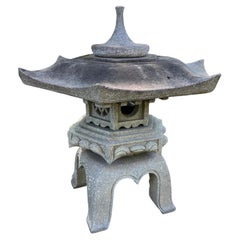 Japan Vintage Solid Granite Stone Classic Yukimi Lantern With Fine Old Patina
