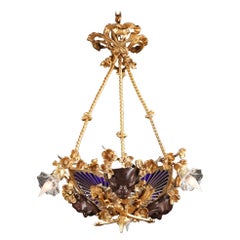 Japanase Style Chandelier Attributed to E. Soleau, France, Circa 1900