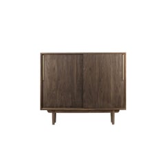 Japandi Walnut Sliding Door Shoe Cabinet