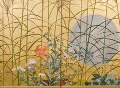 Japanese Six Panel Screen Moon Over the Plains of Musashino