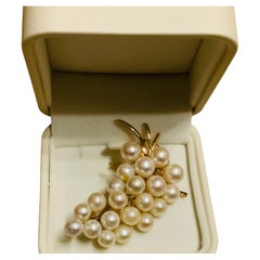 Japanese 14K Yellow Gold Pearl Brooch