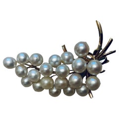 Japanese 14K Yellow Gold Pearl Brooch