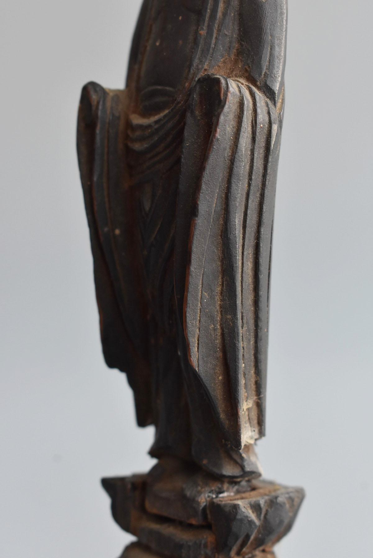 Cypress Japanese 1500-1600s Antique Wood Carving Buddha Statue / Shaka Nyorai