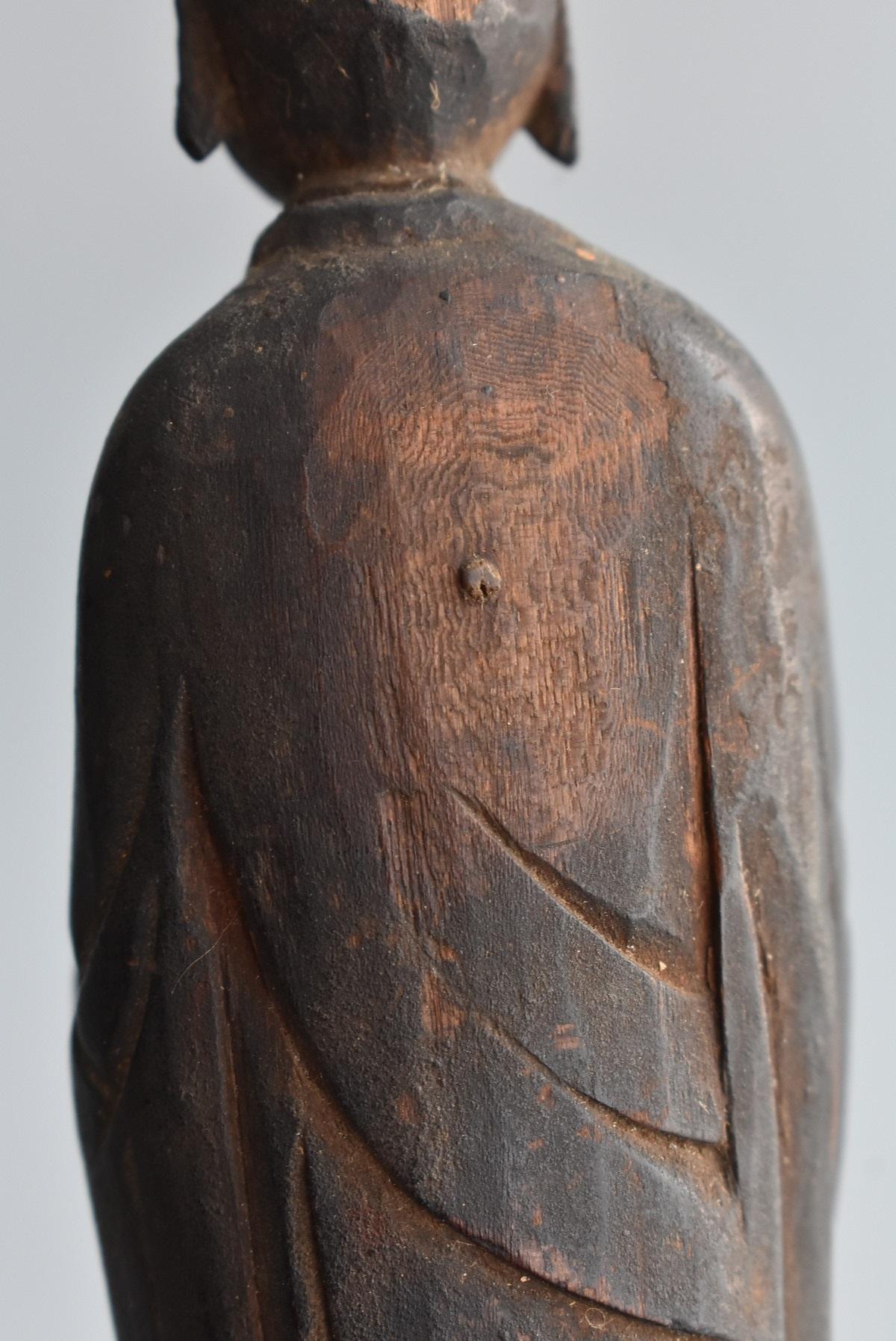 Japanese 1500-1600s Antique Wood Carving Buddha Statue / Shaka Nyorai 2