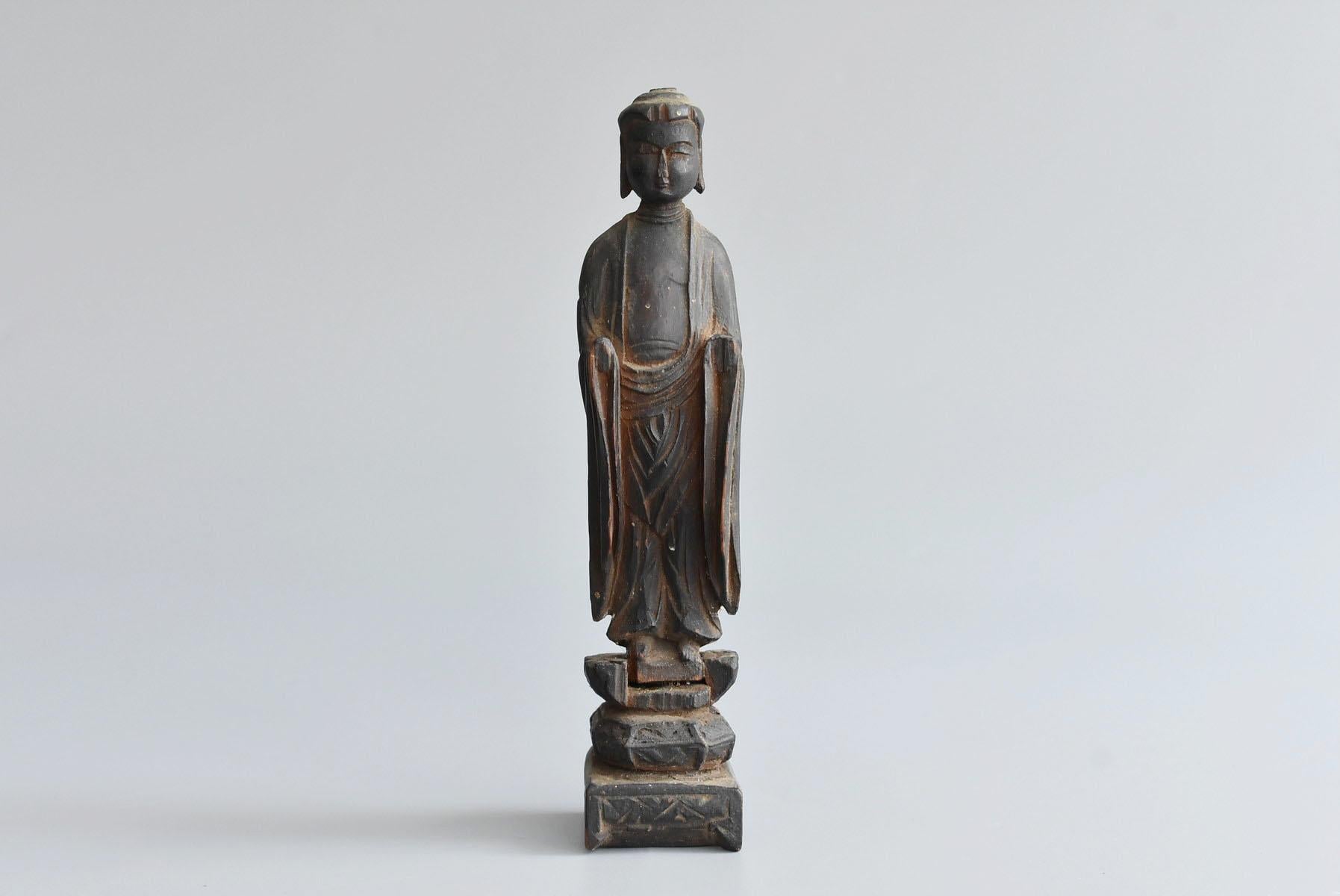 Japanese 1500-1600s Antique Wood Carving Buddha Statue / Shaka Nyorai 4