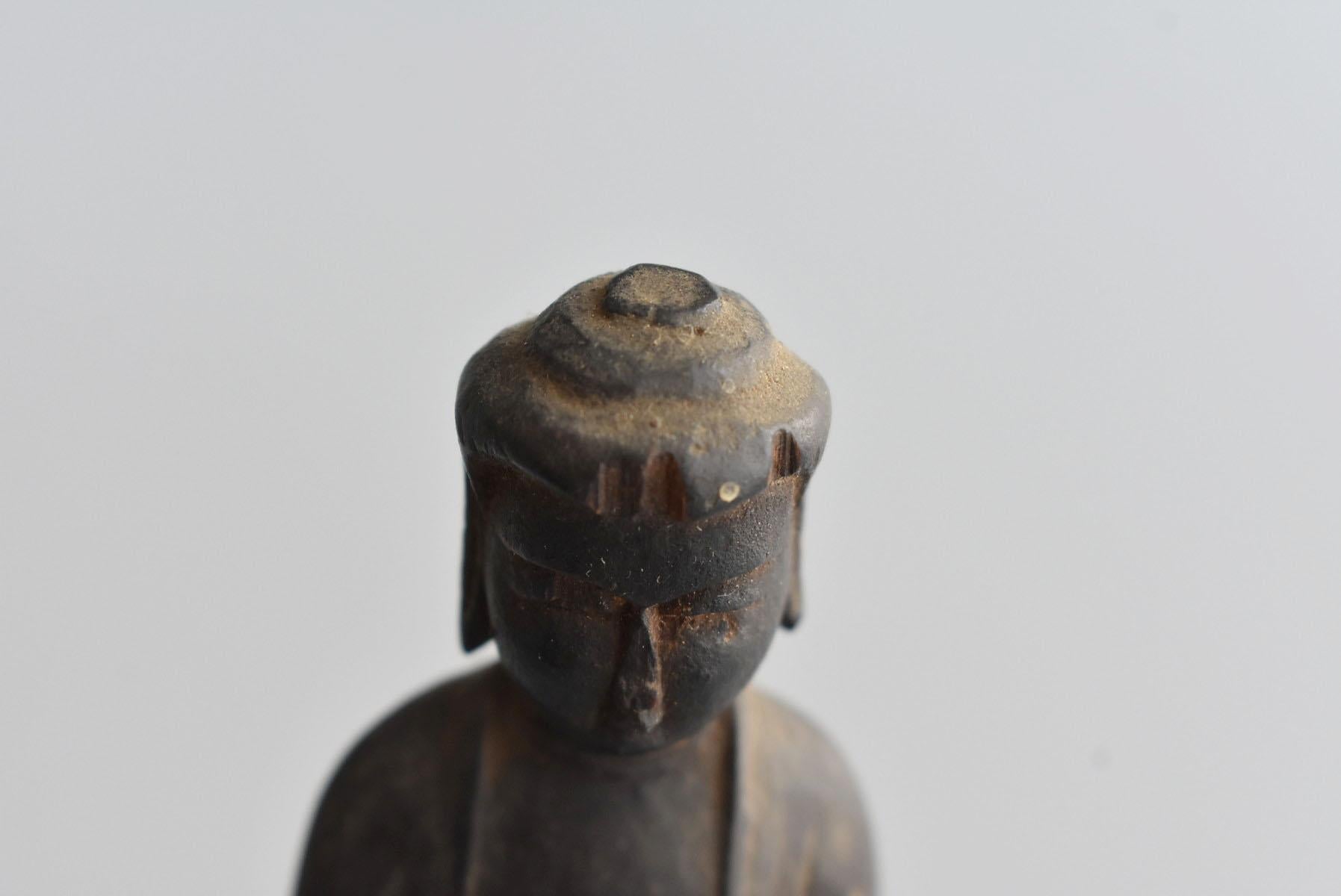 Hand-Carved Japanese 1500-1600s Antique Wood Carving Buddha Statue / Shaka Nyorai