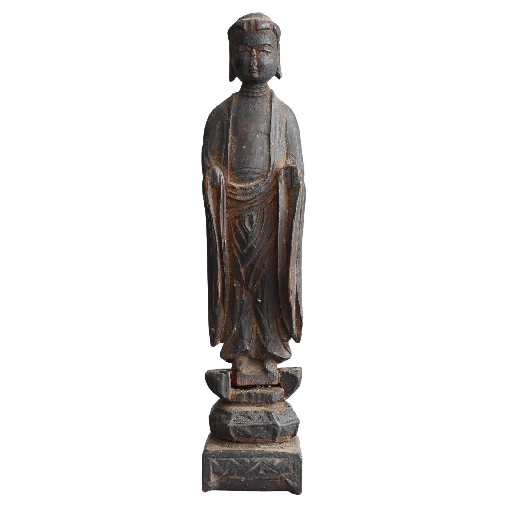 Japanese 1500-1600s Antique Wood Carving Buddha Statue / Shaka Nyorai