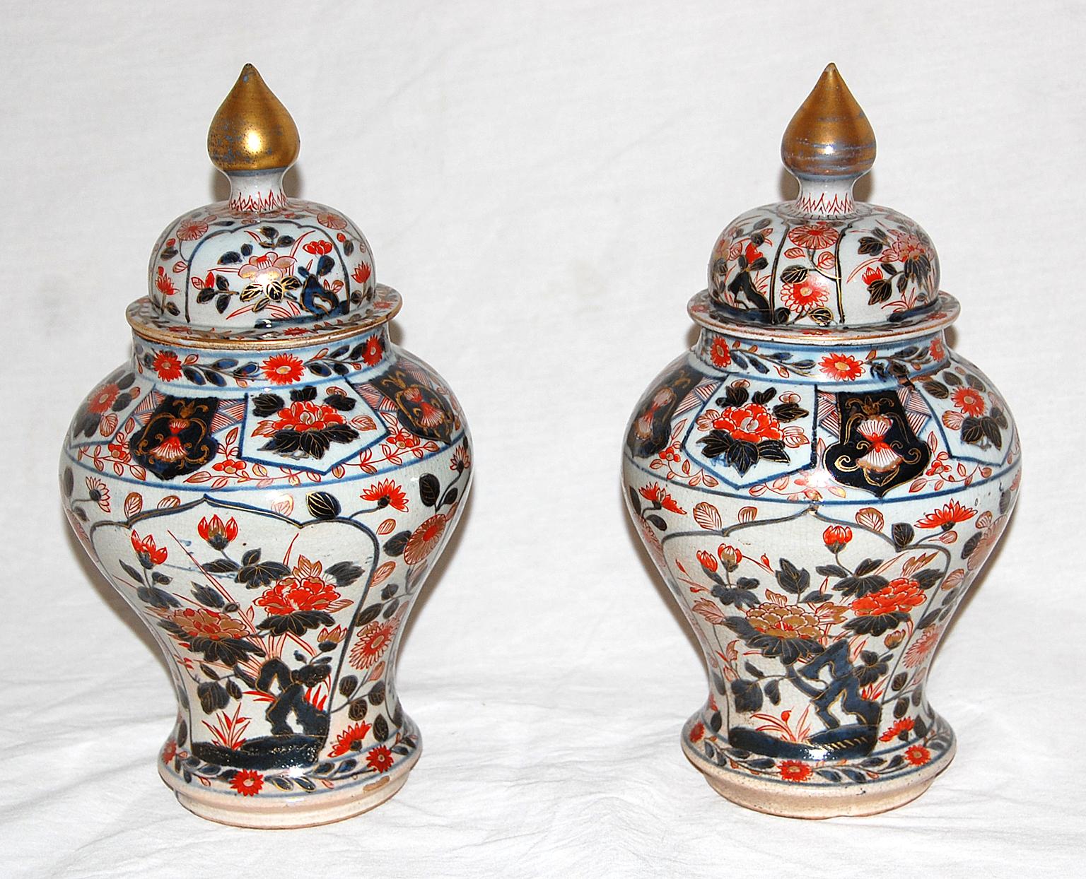 Japanese 17th Century Imari Temple Jars, a Pair High In Good Condition In Wells, ME