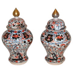 Japanese 17th Century Imari Temple Jars, a Pair High