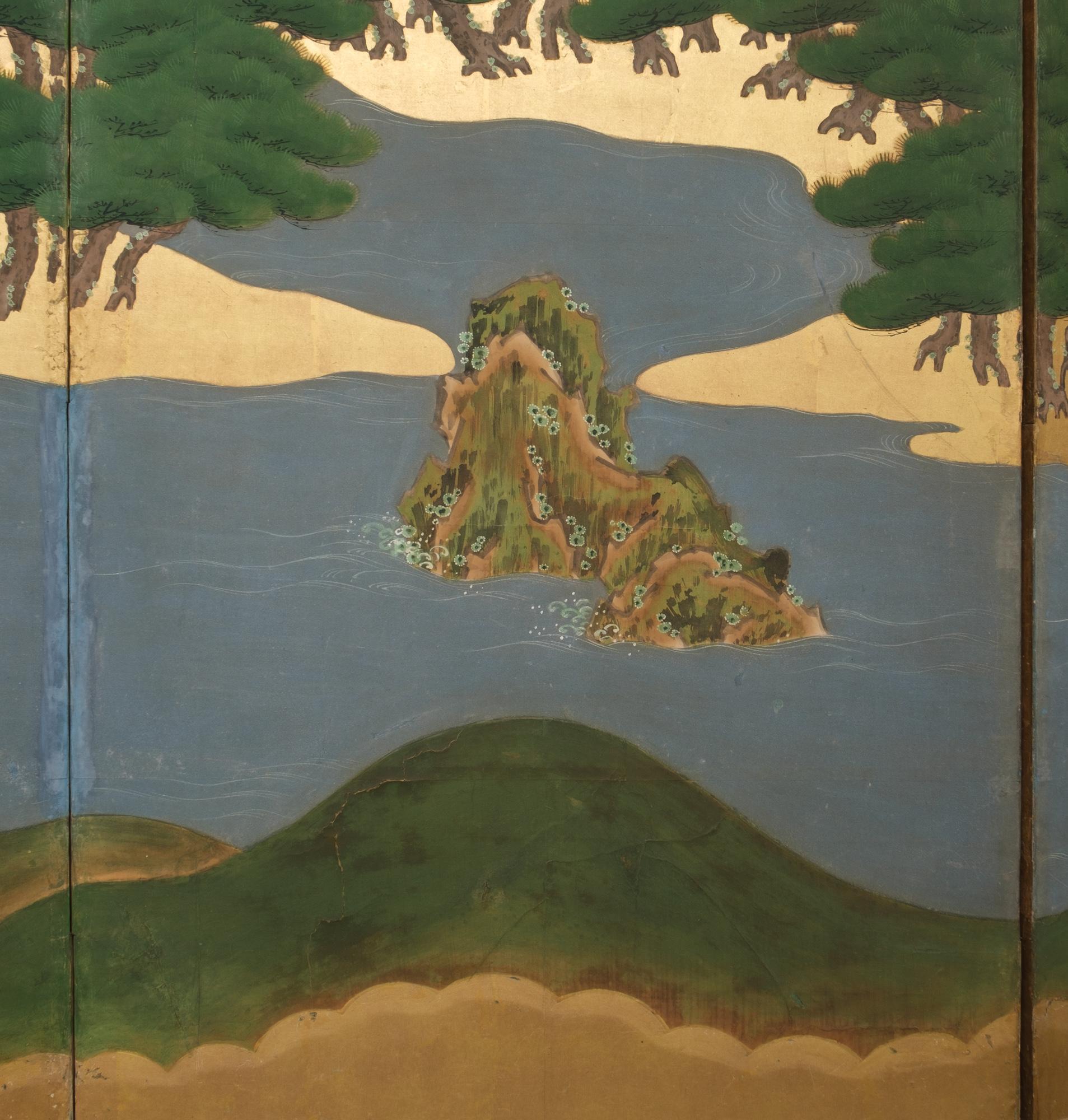 Japanese 18th Century Large 6-Panel Folding Screen by Mori Yôshin 森陽信 2