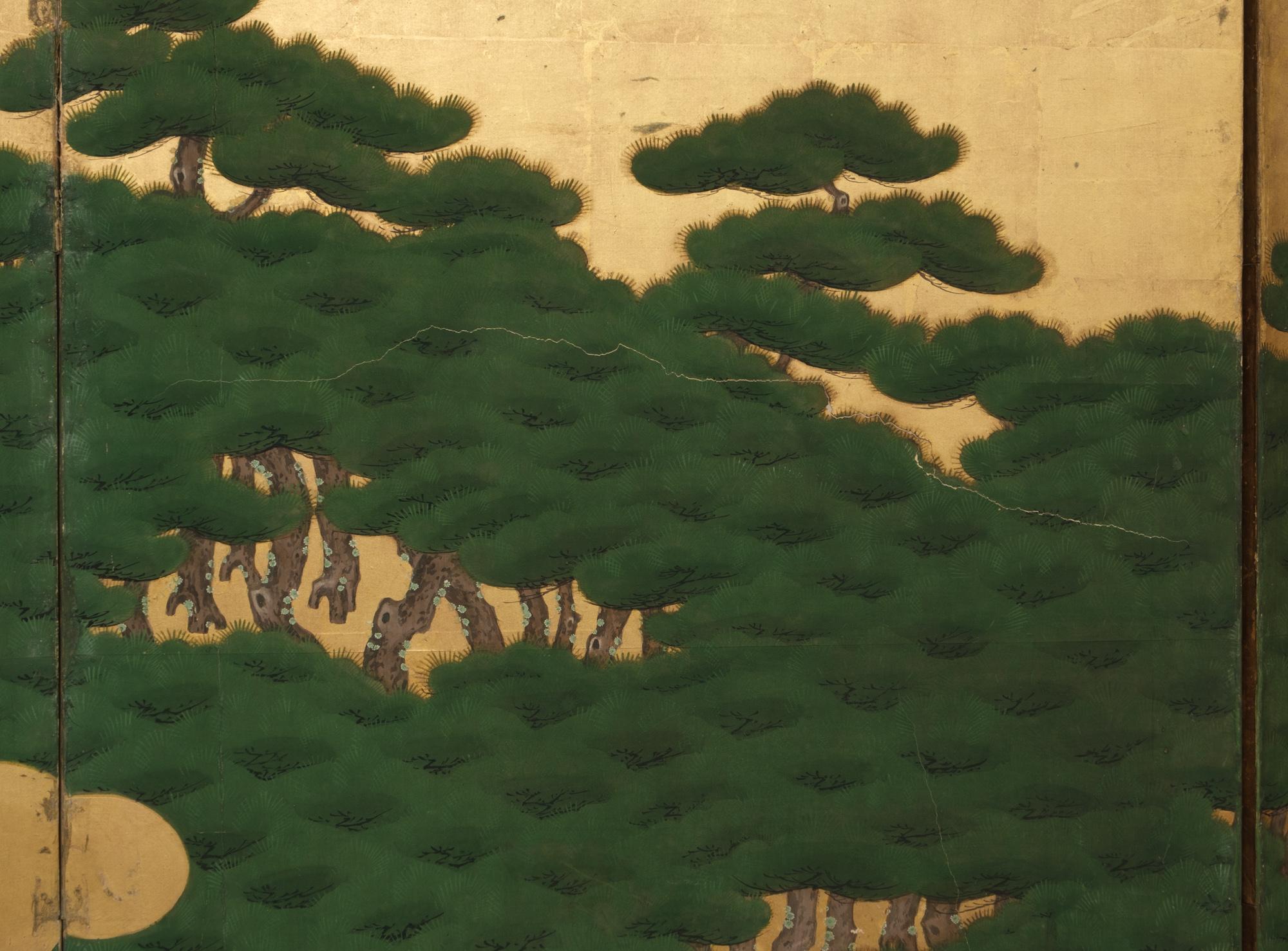 Japanese 18th Century Large 6-Panel Folding Screen by Mori Yôshin 森陽信 4