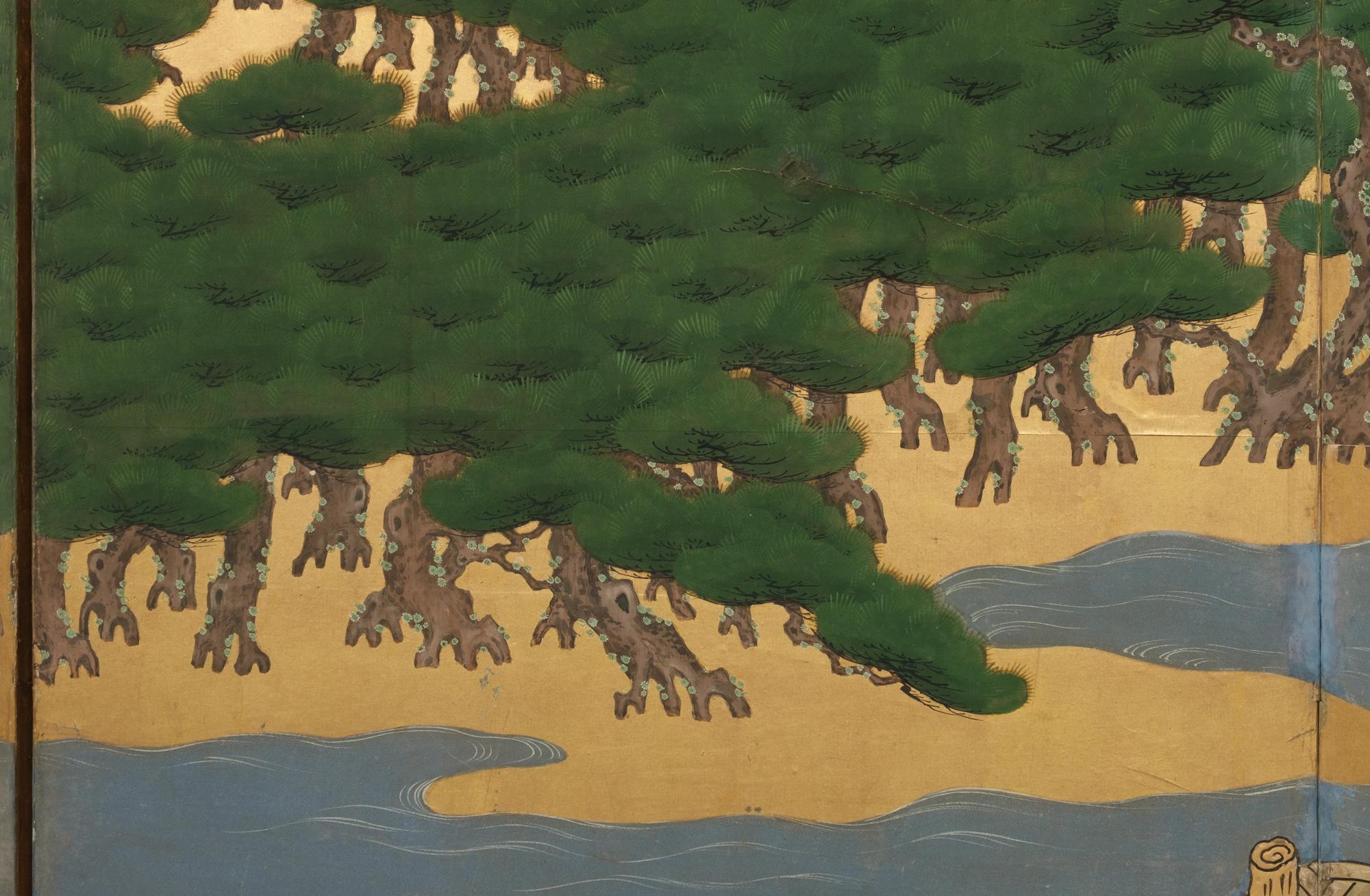 Japanese 18th Century Large 6-Panel Folding Screen by Mori Yôshin 森陽信 6