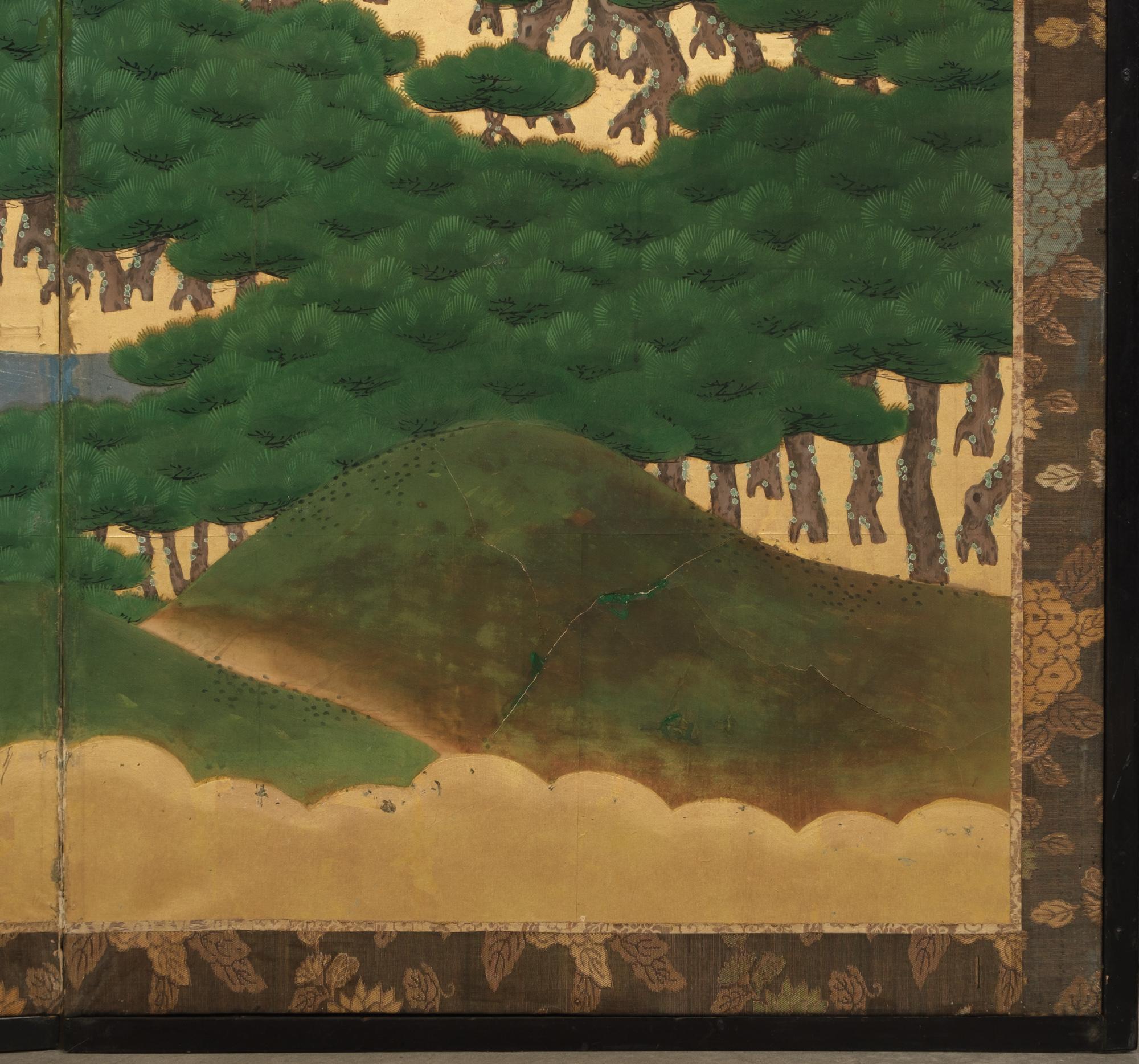Japanese 18th Century Large 6-Panel Folding Screen by Mori Yôshin 森陽信 8
