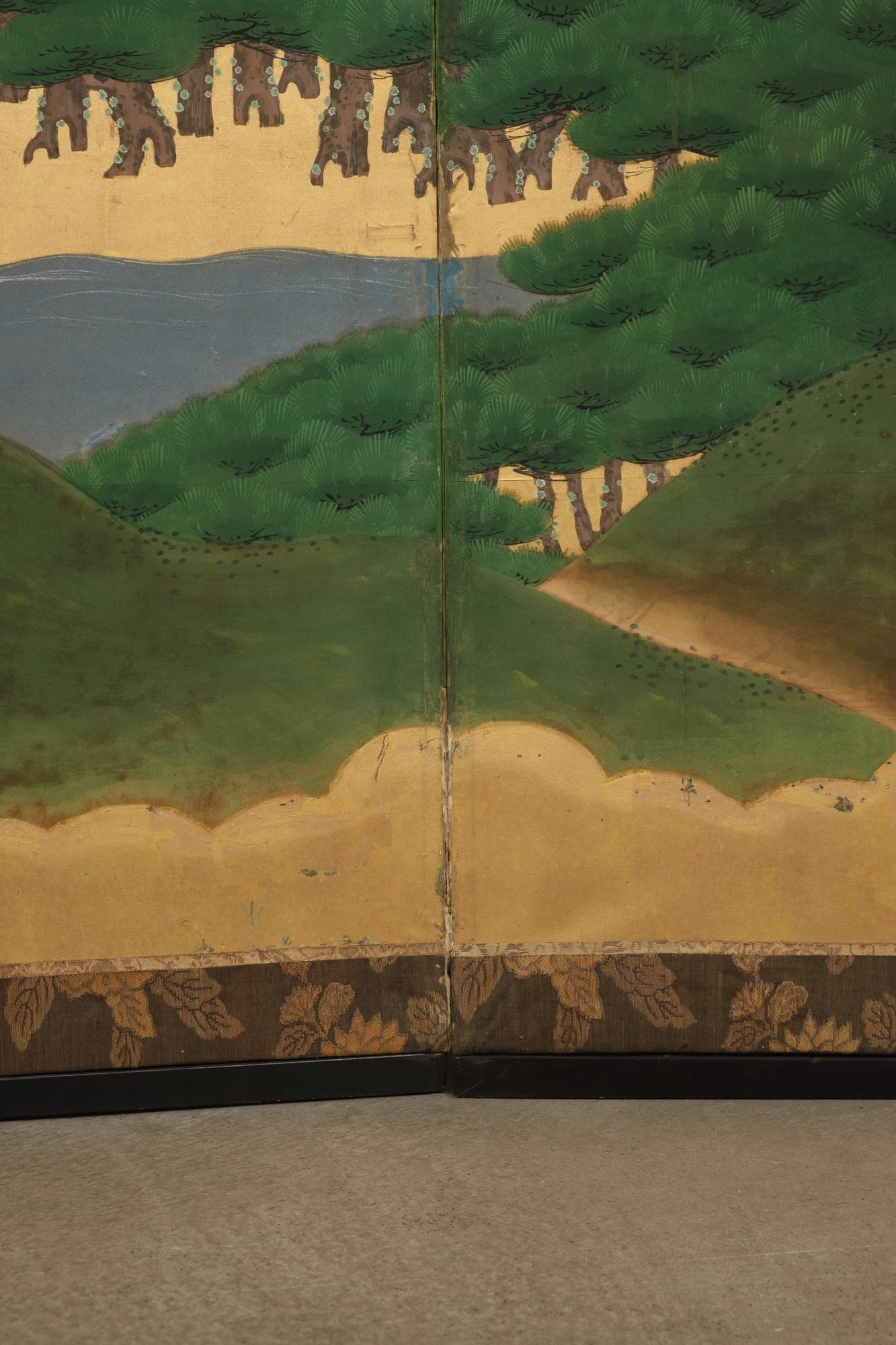 Japanese 18th Century Large 6-Panel Folding Screen by Mori Yôshin 森陽信 9