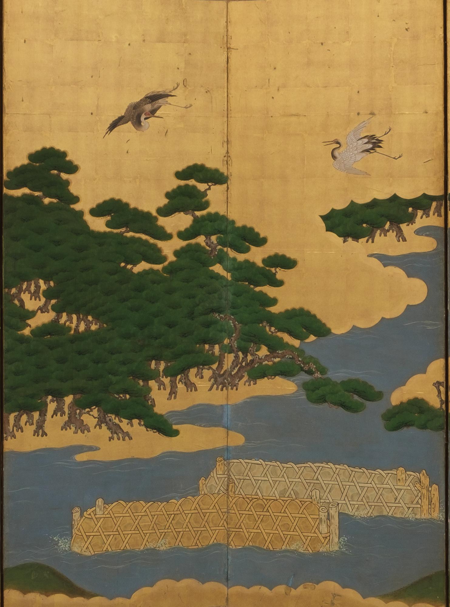 Japanese 18th Century Large 6-Panel Folding Screen by Mori Yôshin 森陽信 In Good Condition In Amsterdam, NL