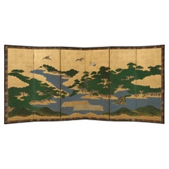 Japanese 18th Century Large 6-Panel Folding Screen by Mori Yôshin 森陽信