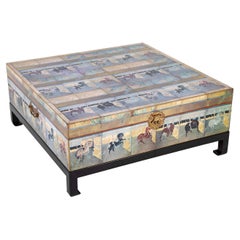 Japanese 18th Century Style Lacquered Coffee Table With Scenes of Horses