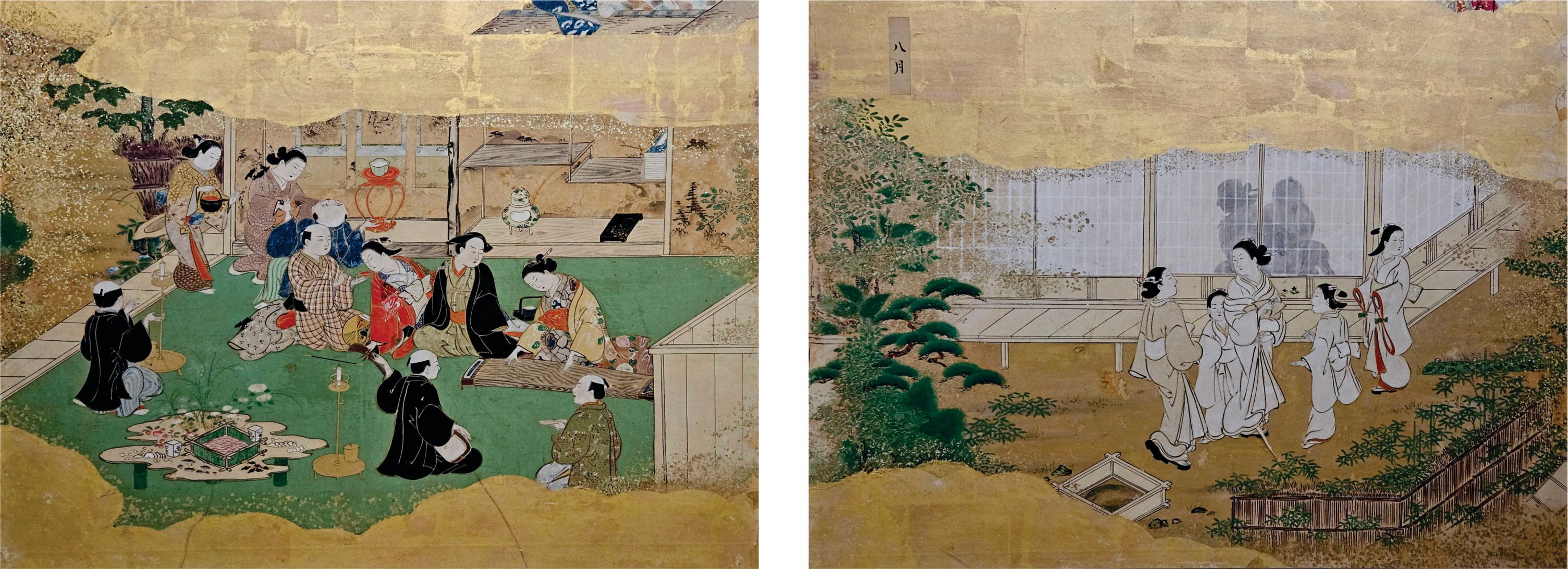 Japanese 18th Century Tsukinami-e 6 Panel Floor Screen, Edo Period For Sale 4