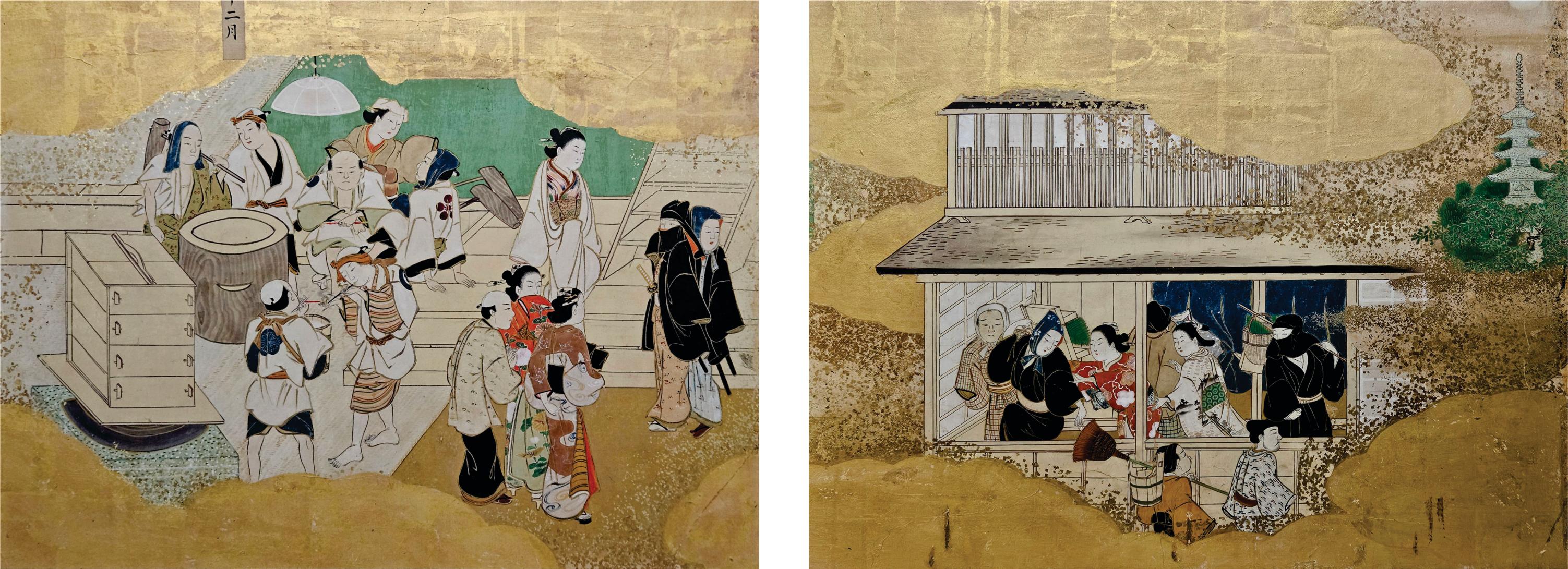Japanese 18th Century Tsukinami-e 6 Panel Floor Screen, Edo Period For Sale 8
