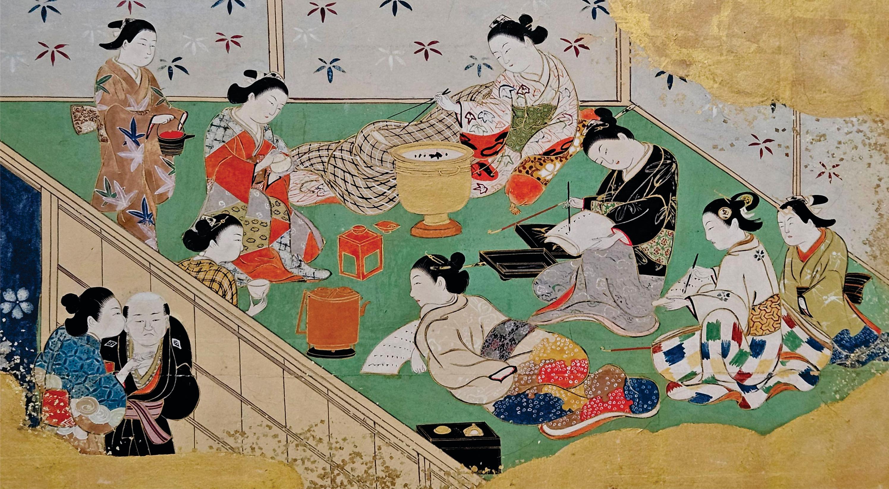 Japanese 18th Century Tsukinami-e 6 Panel Floor Screen, Edo Period For Sale 11