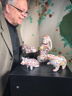 Japanese 1920s Collection Imari Porcelain Four Animal Sculptures One of a Kind