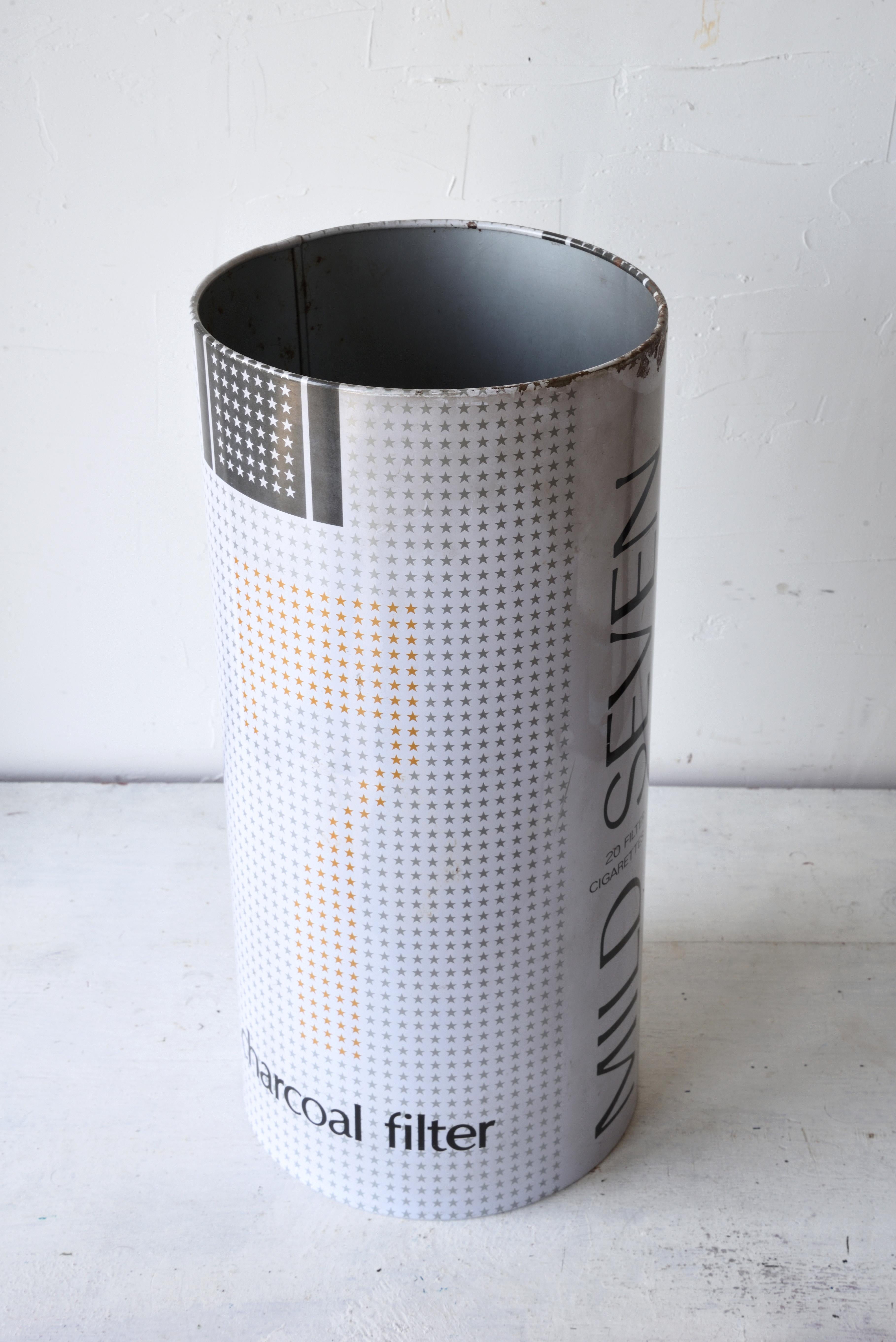 Late 20th Century Japanese 1980s City Pop Mild Seven vintage steel trash can For Sale