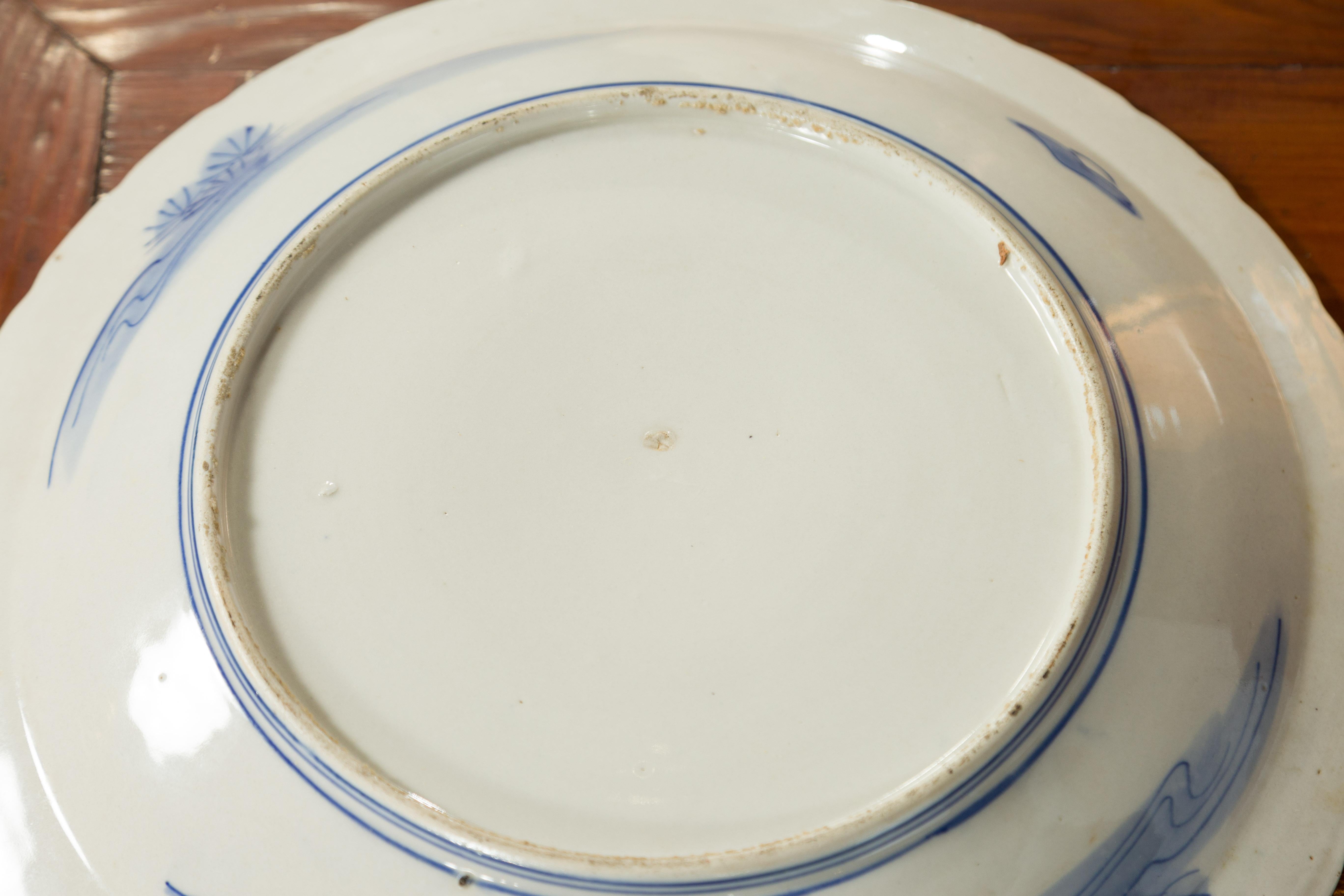 Japanese 19th Century Blue and White Porcelain Plate with Mountainous Landscape For Sale 12