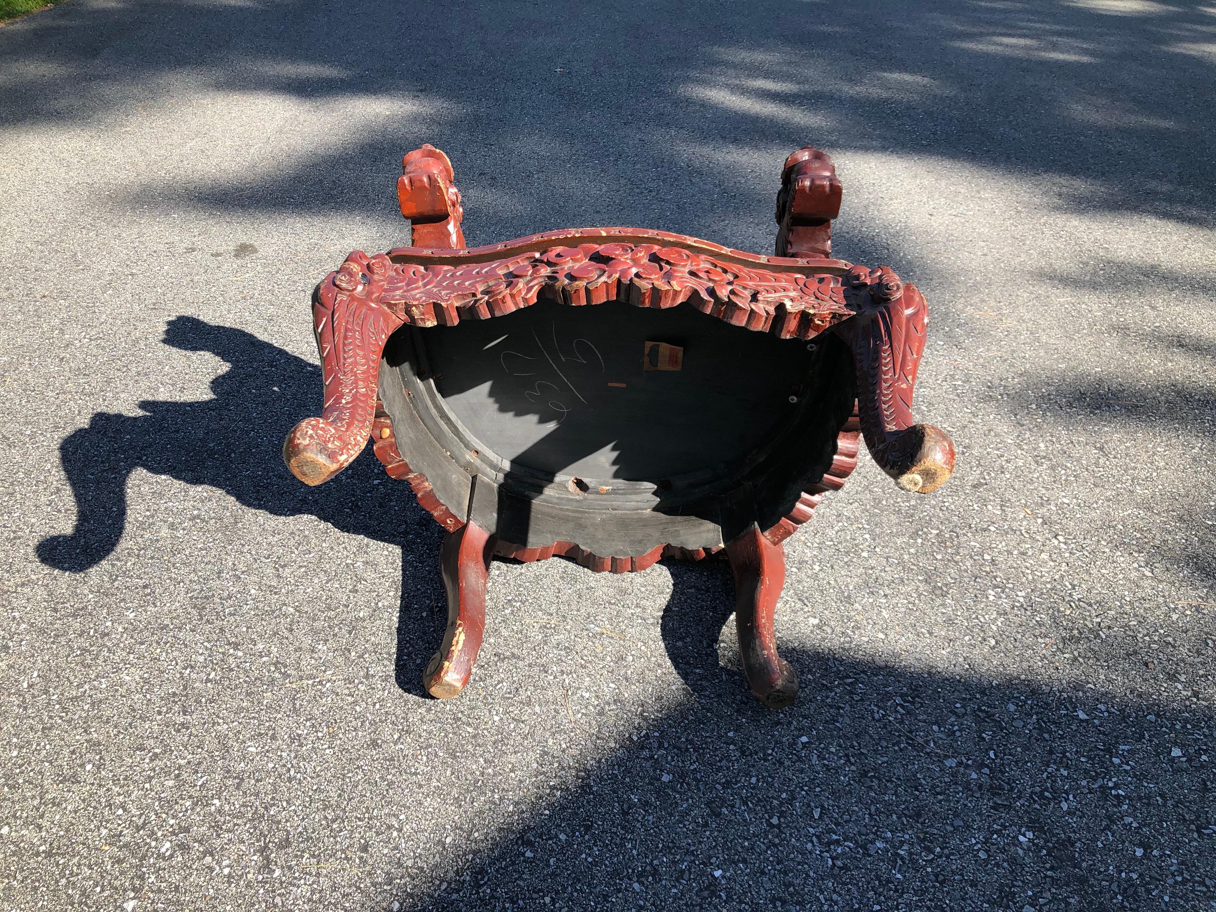 Japanese 19th Century Carved Dragon Chair Original Paint 3