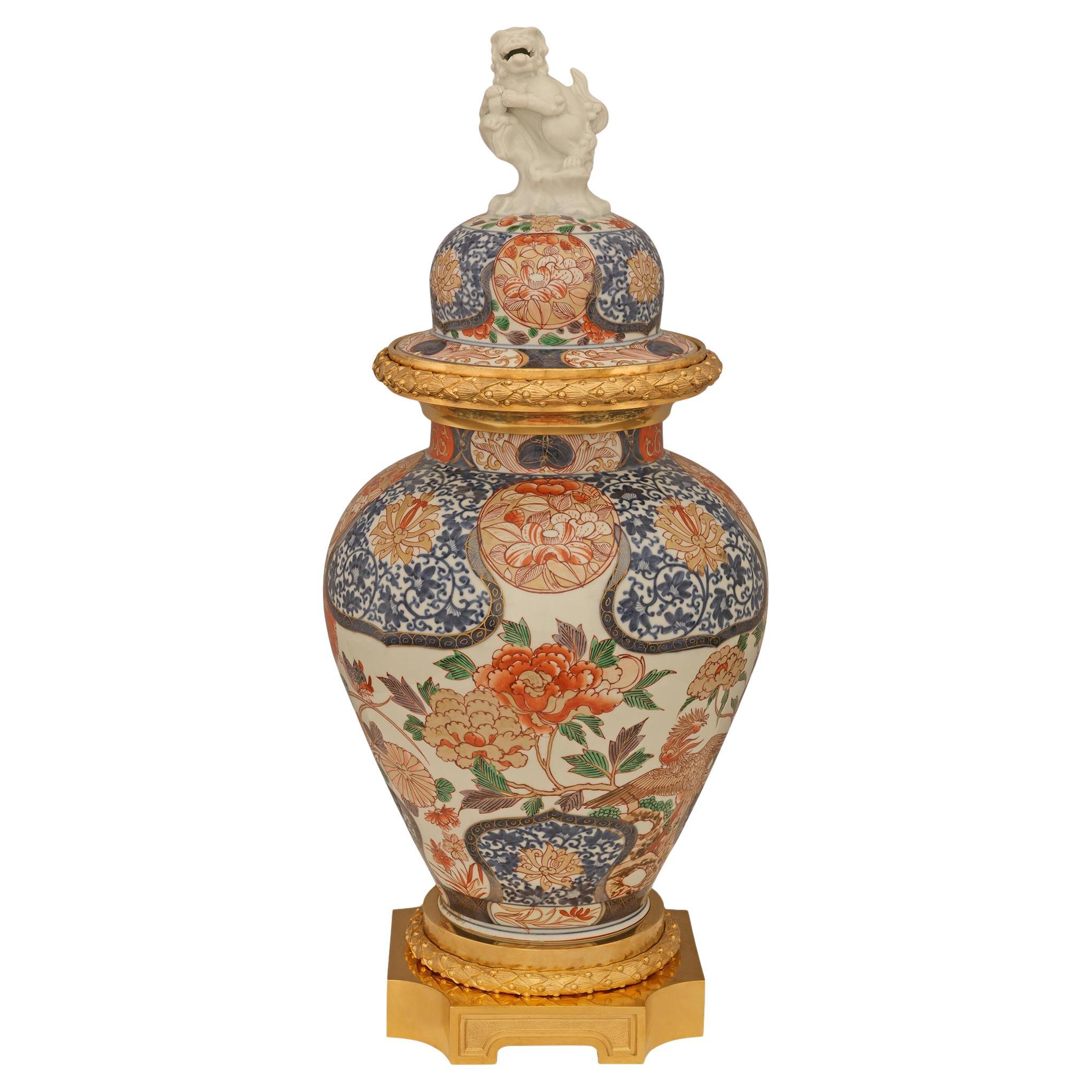 Japanese 19th century Imari Porcelain and French Belle Epoque Period Ormolu urn