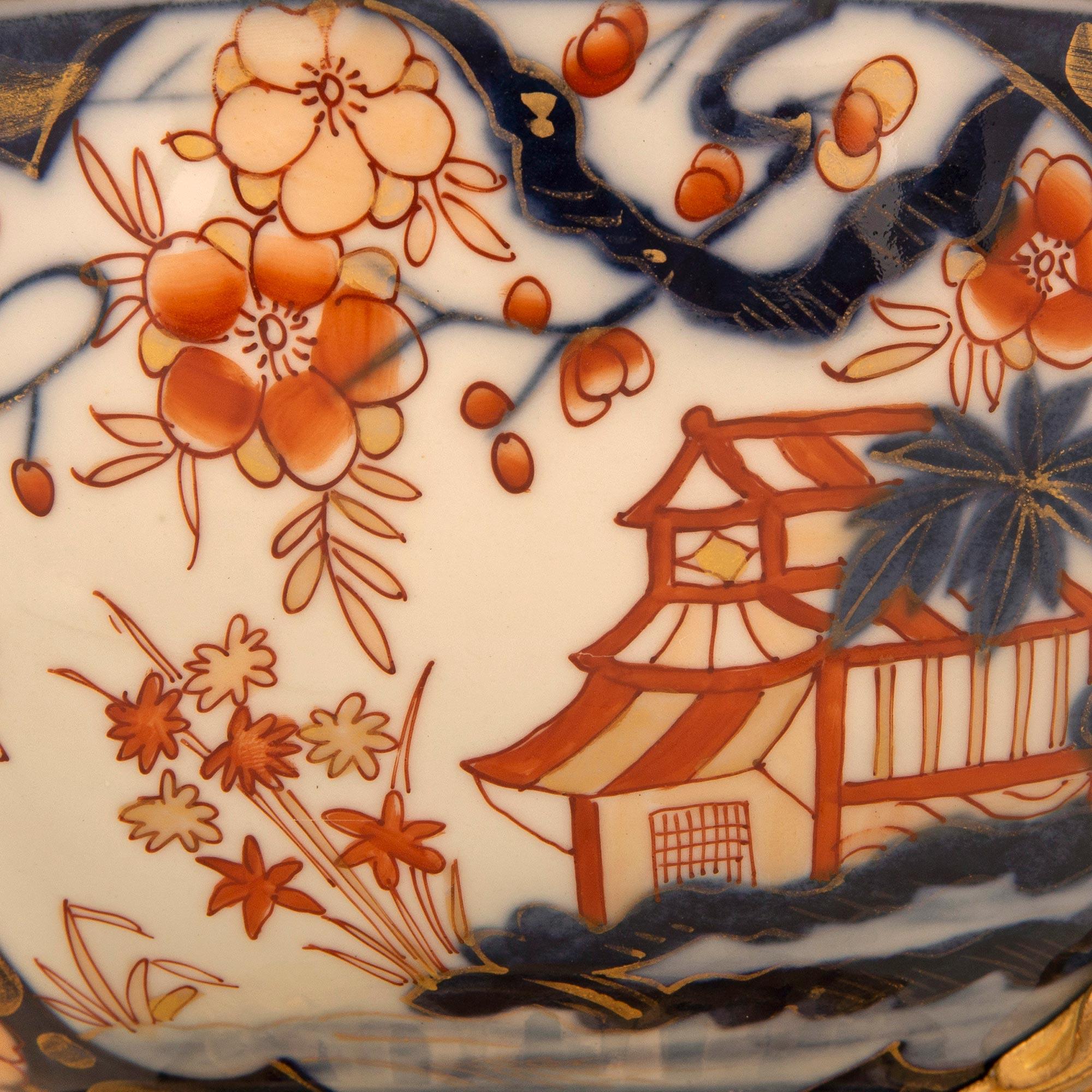 Japanese 19th Century Imari Porcelain And Ormolu Centerpiece For Sale 2