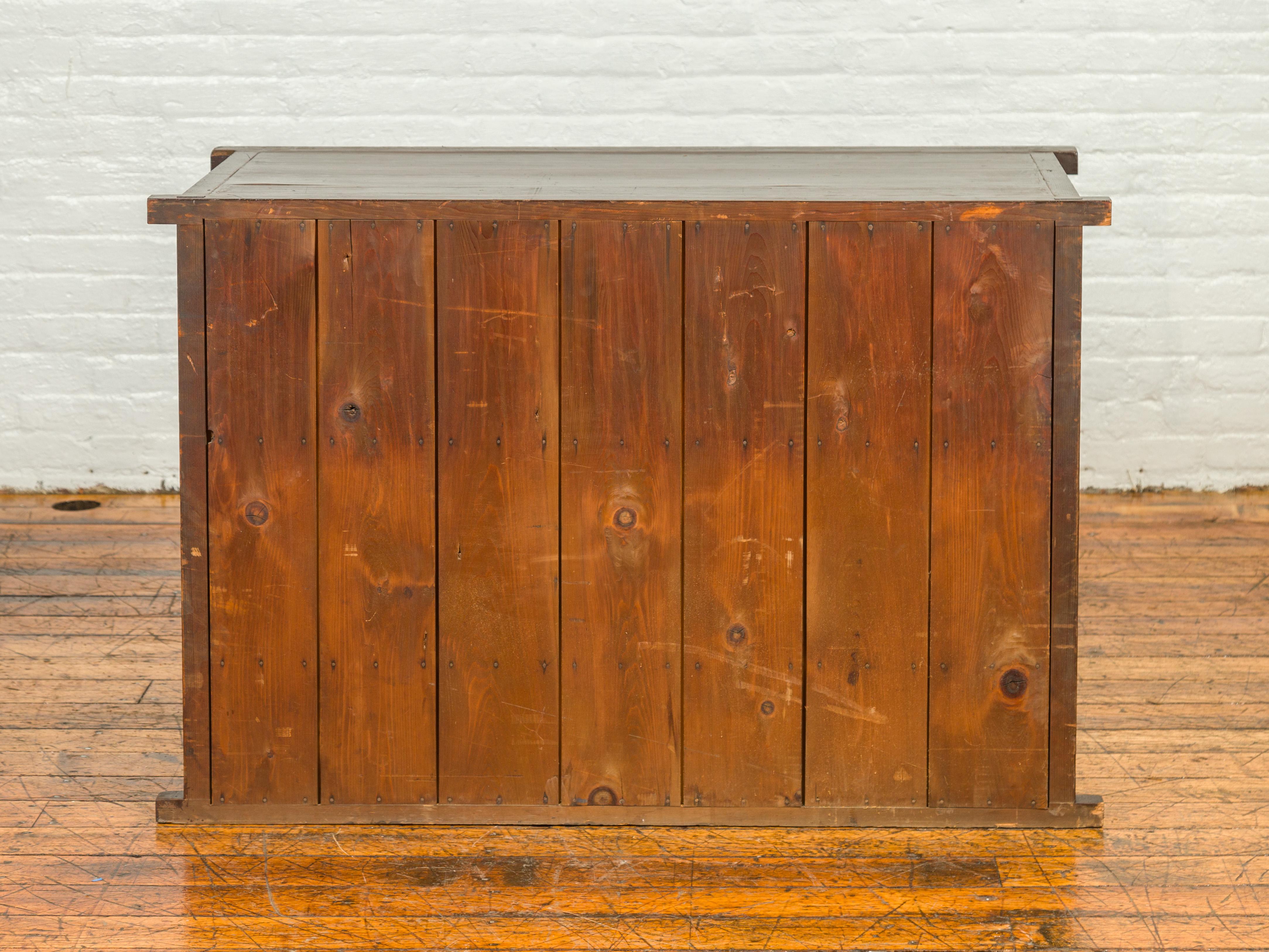 Japanese 19th Century Keyaki Wood Buffet with Sliding Doors and Three Drawers For Sale 8
