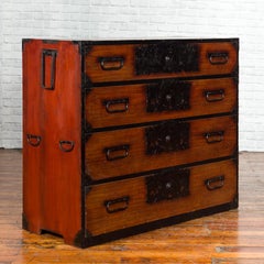 Japanese 19th Century Keyaki Wood Isho Dansu Clothing Chest with Iron Hardware