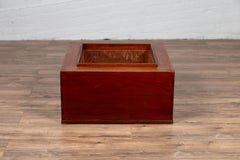 Japanese 19th Century Keyaki Wood Rectangular Hibachi with Copper Liner
