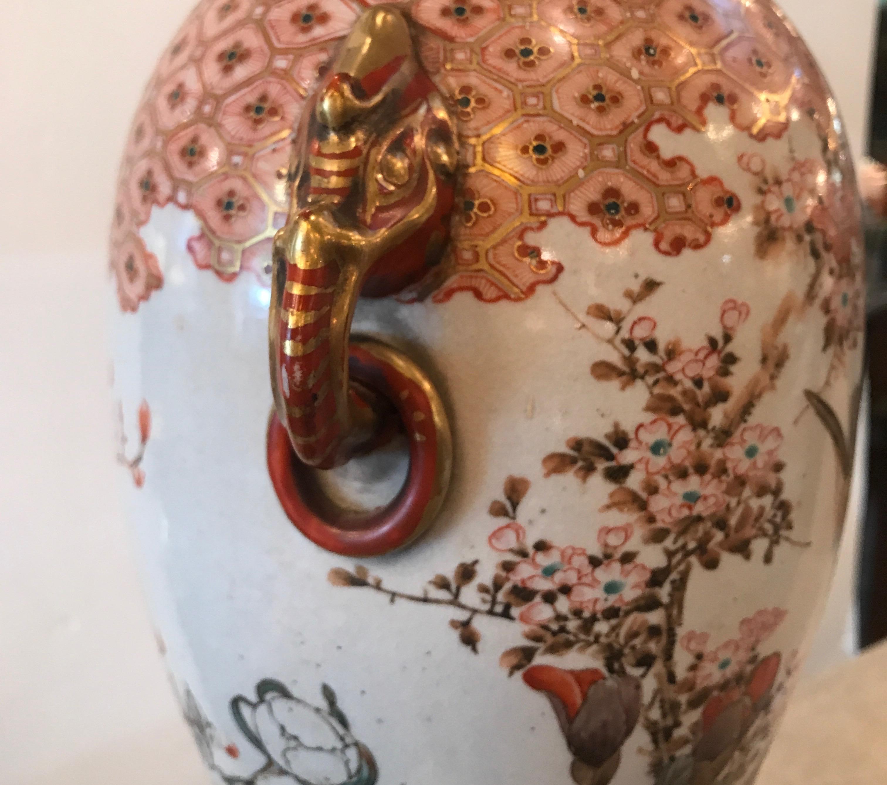 Japanese 19th Century Kutani Vase Now as a Lamp 4
