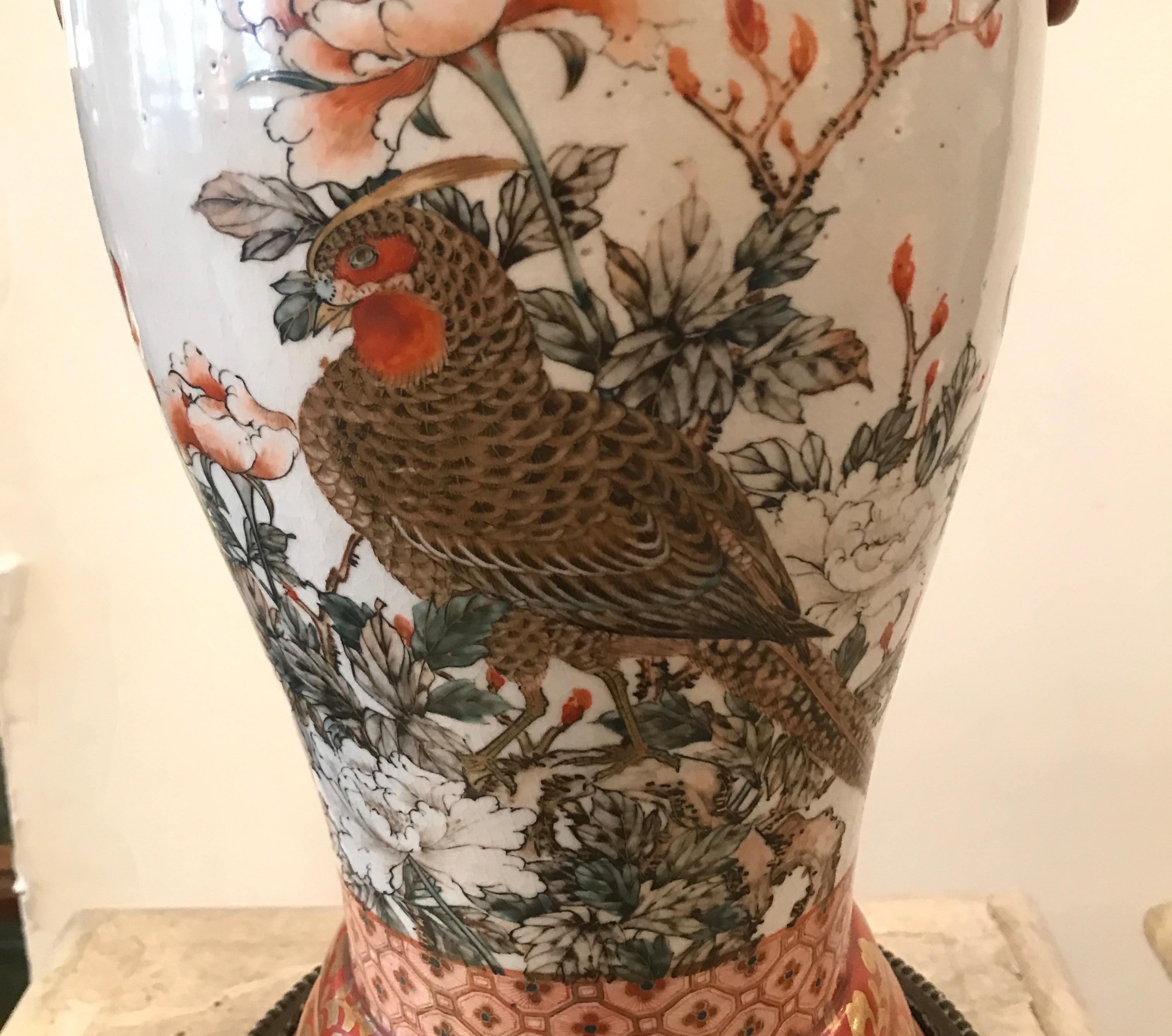 Meiji Japanese 19th Century Kutani Vase Now as a Lamp