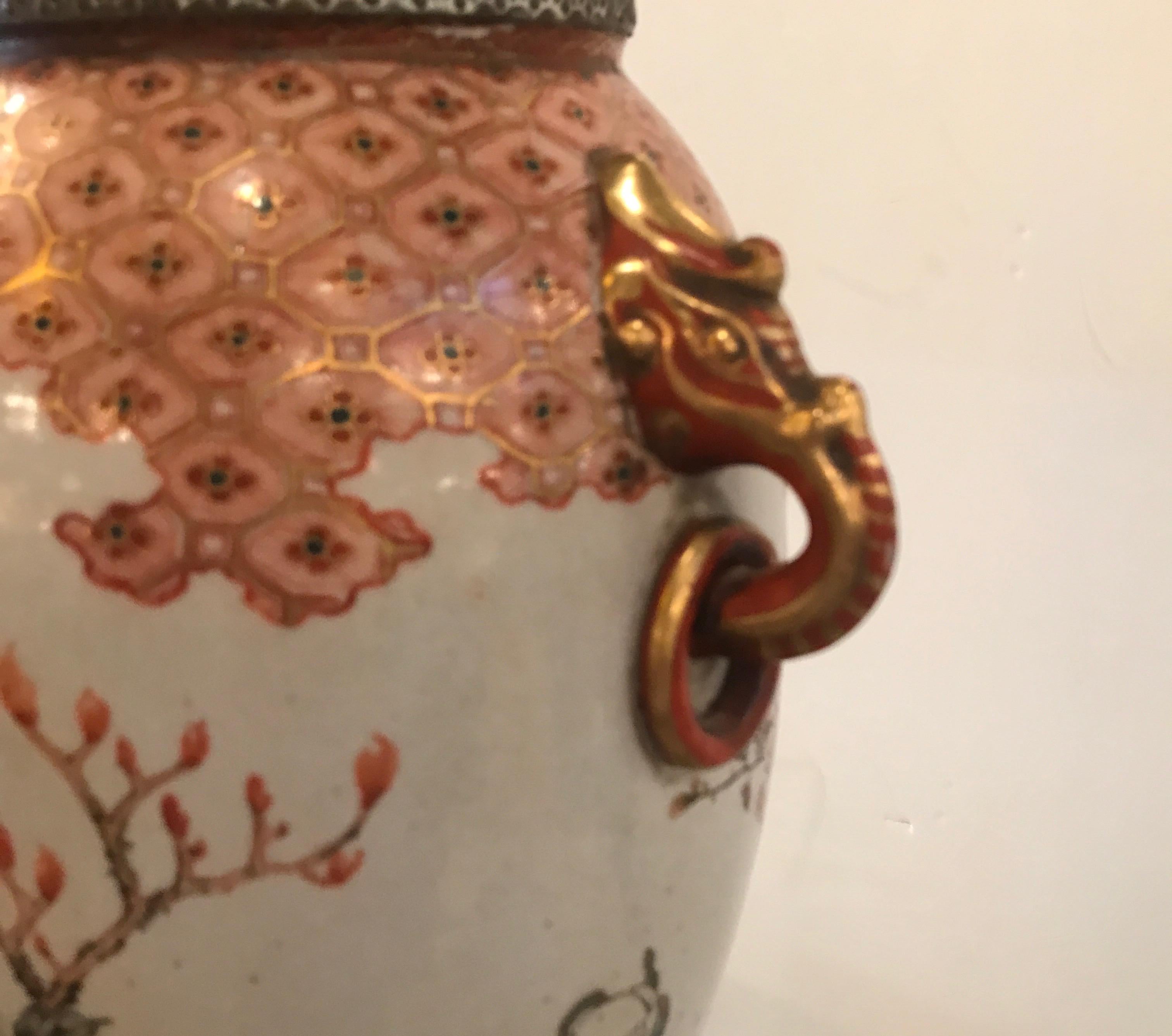 Late 19th Century Japanese 19th Century Kutani Vase Now as a Lamp