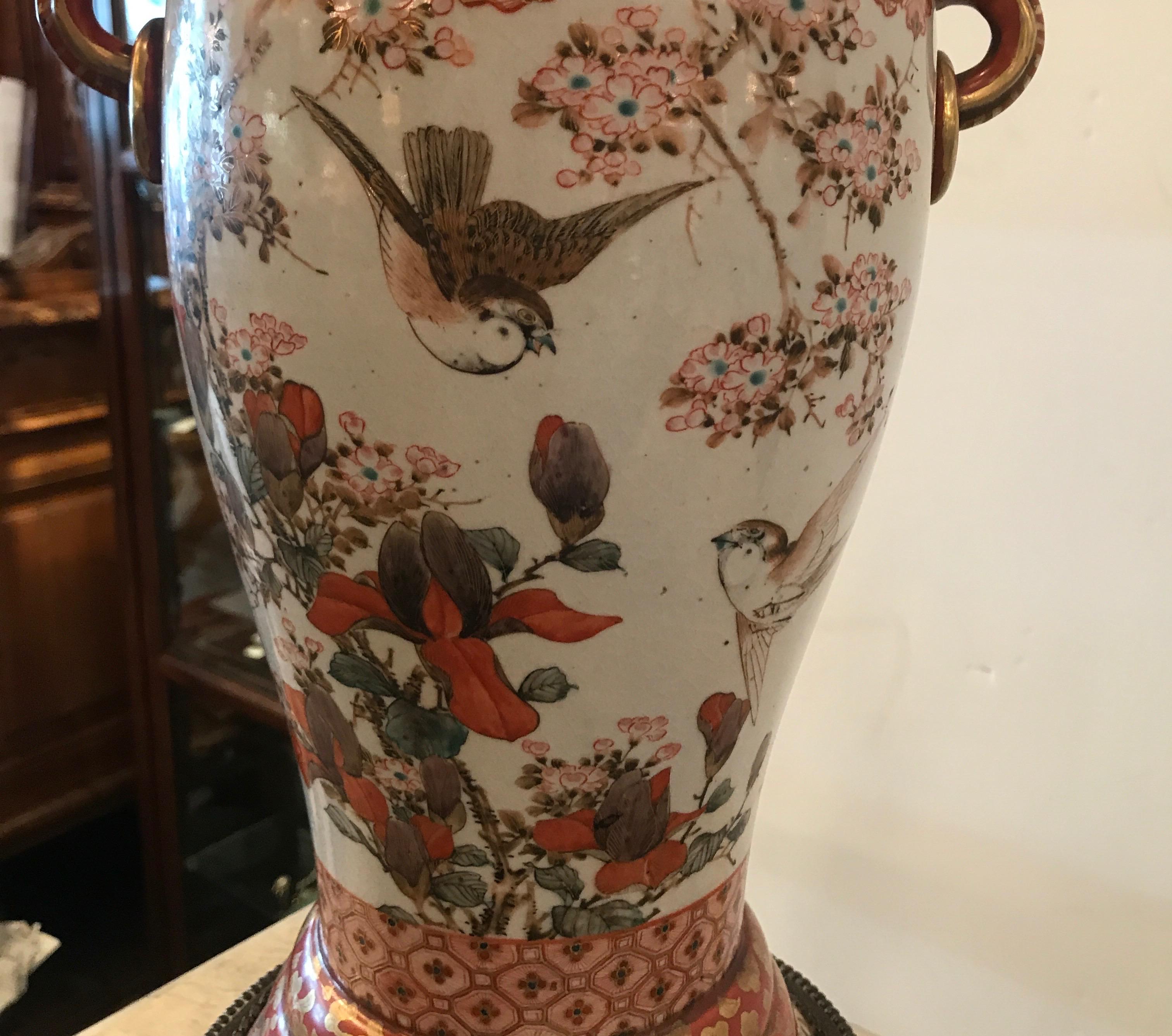 Japanese 19th Century Kutani Vase Now as a Lamp 1