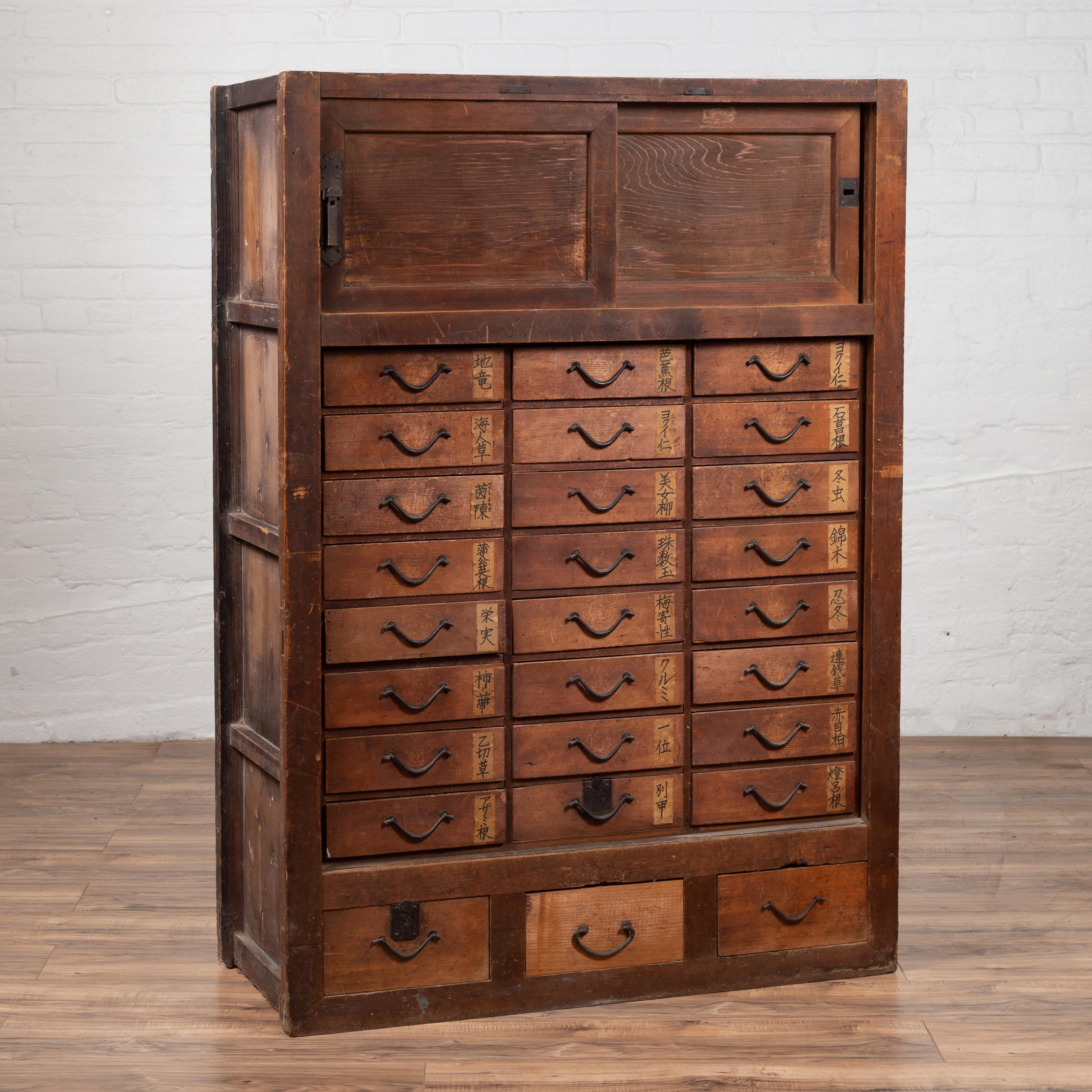 Japanese 19th Century Meiji Period Apothecary Cabinet with 27 Drawers and Doors 2