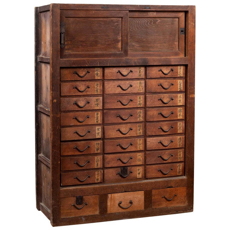 Japanese 19th Century Meiji Period Apothecary Cabinet With 27
