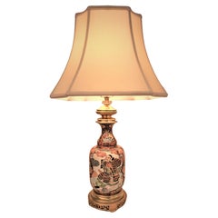 Japanese 19th Century Porcelain Electrified Oil Lamp