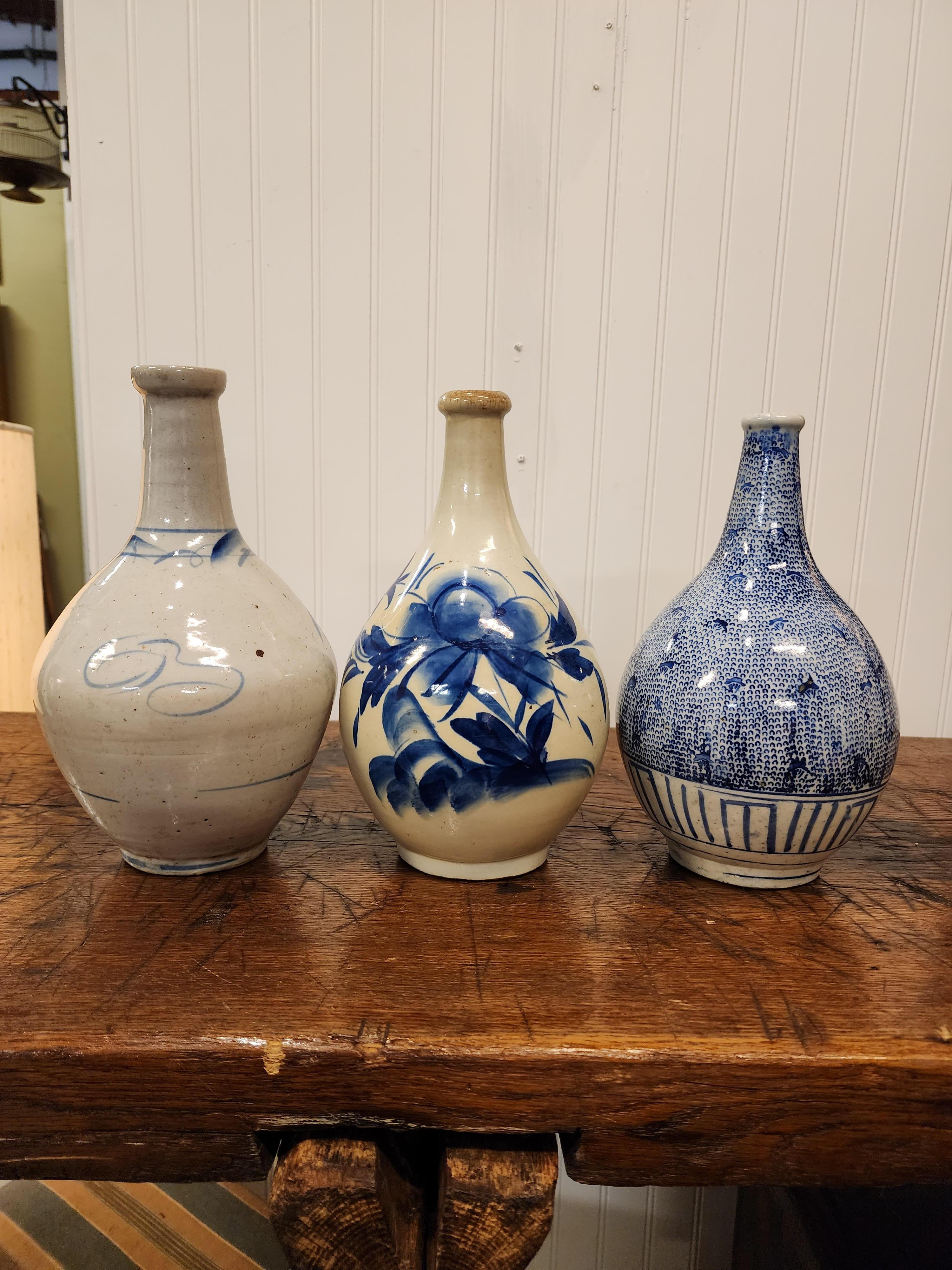 Mid-19th Century 19th Century Sake Bottles, Collection of Three Japan 1850s