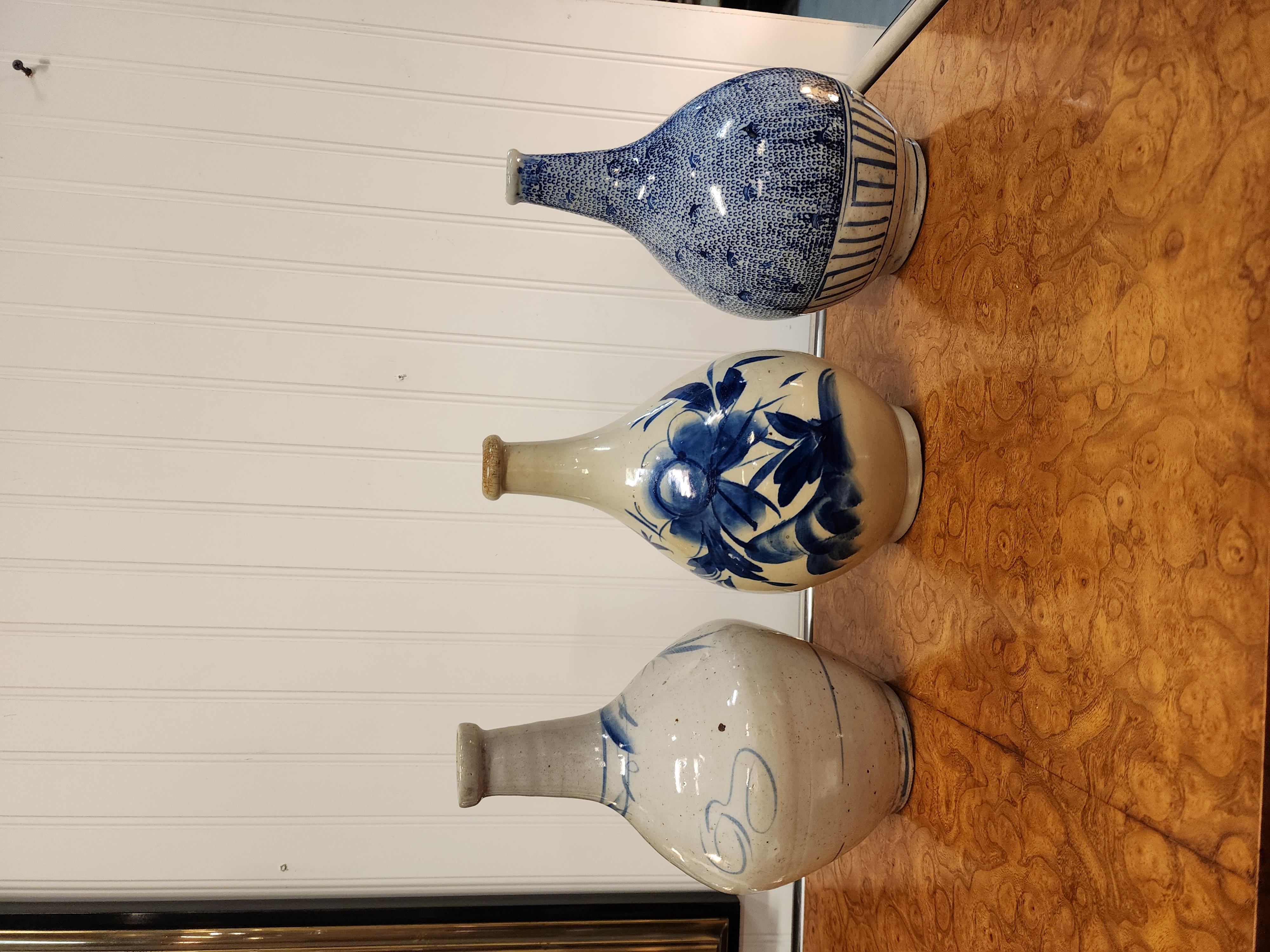 19th Century Sake Bottles, Collection of Three Japan 1850s 1