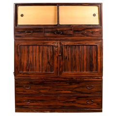 Armario Kimono Japonés del Siglo XX de Madera de Morera con Puertas y Cajones
