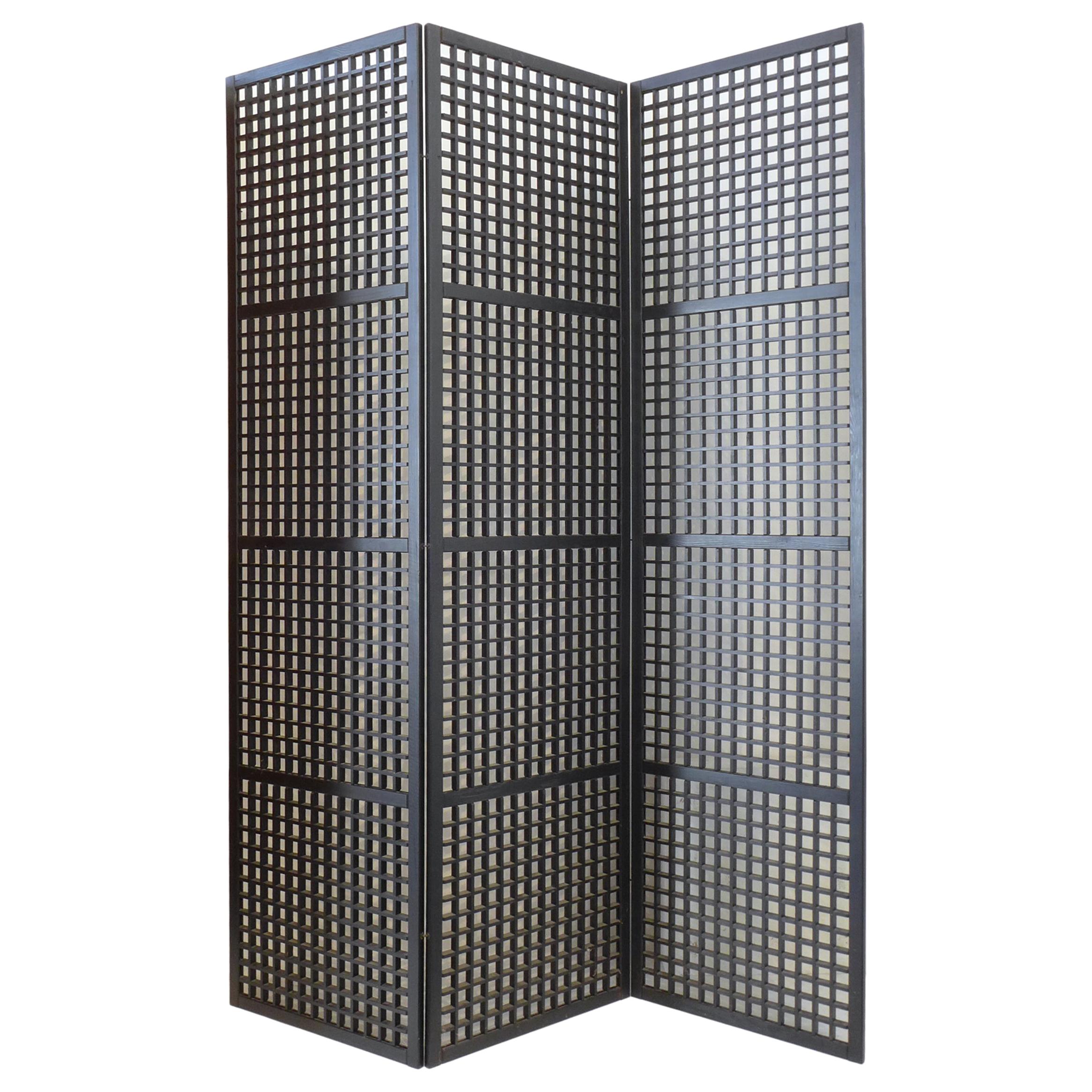 Japanese 3-Panel Geometric Lacquered Screen For Sale